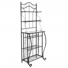 [US Direct] 5-tier Metal Kitchen  Rack Storage Holder Organizer (HT-CJ011 With Accessories) black