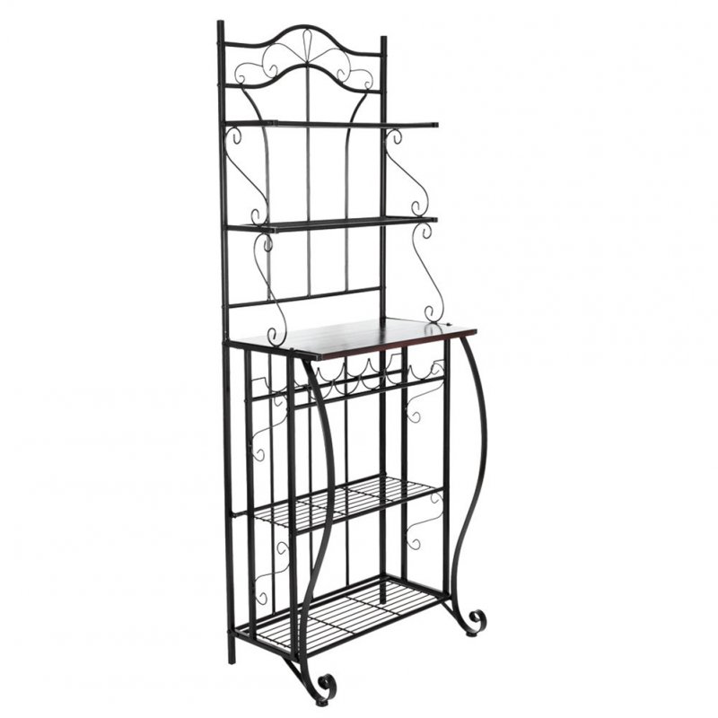 US 5-tier Metal Kitchen  Rack Storage Holder Organizer (HT-CJ011 With Accessories) black