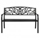 US 50 Inch Park Iron Anti-rust Leisure Bench with Armrests Backrest Black