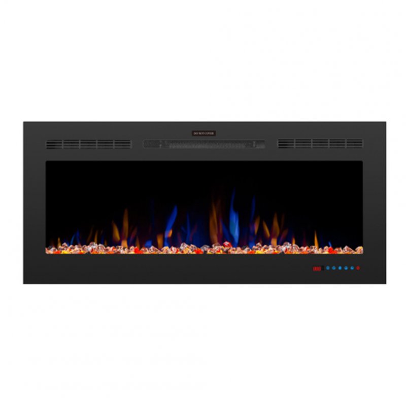 US 50-inch  Led Embedded 1500w Electric  Fireplace With 3 Flame Colors Remote Control black
