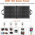  US Direct  50W 18V Portable Solar Panel  Flashfish Foldable Solar Charger with 5V USB 18V DC Output Compatible with Portable Generator 48 47 4