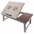  US Direct  53cm Adjustable Computer Desk With Cup Holder Hollowed Flower shaped Heat Dissipation Hole Multi functional Office Table Brown