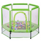 [US Direct] 55” Toddlers Trampoline with Safety Enclosure Net and Balls, Indoor Outdoor Mini Trampoline for Kids
