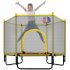  US Direct  5FT Trampoline with Safety Enclosure Net  Outdoor   Indoor Mini Toddler Trampoline with Basketball Hoop  Yellow