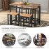  US Direct  5Pcs  Set MDF PVC Trexm 5 piece Kitchen  Counter High Table Industrial Dining Table With 4 Chairs brown