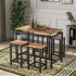  US Direct  5Pcs  Set MDF PVC Trexm 5 piece Kitchen  Counter High Table Industrial Dining Table With 4 Chairs brown
