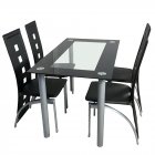 US 5pcs 110cm Dining Table Set with 4pcs Chairs Rust-resistant Dining Table