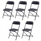[US Direct] 5pcs Folding Chair Plastic Portable Stackable Patio Stool For Indoor Outdoor Party Picnic Kitchen Dining black
