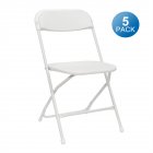 [US Direct] 5pcs Folding Chair Plastic Portable Stackable Patio Stool For Indoor Outdoor Party Picnic Kitchen Dining White