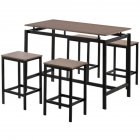 [US Direct] 5pcs/set MDF+PVC Kitchen Table Set High Table Industrial Dining Table With 4 Chairs Dark brown