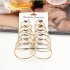 US Direct  6 Pairs Women Fashion Simple Rock Exaggeration Circle Hoop Earrings Set Punk Hoop Earrings  Silver