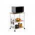  US Direct  60 40 73cm 3 Layers Movable Microwave Oven  Rack With 10 Hooks 4 Wheels X Reinforcement On The Back white