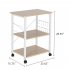  US Direct  60 40 73cm 3 Layers Movable Microwave Oven  Rack With 10 Hooks 4 Wheels X Reinforcement On The Back white