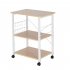  US Direct  60 40 73cm 3 Layers Movable Microwave Oven  Rack With 10 Hooks 4 Wheels X Reinforcement On The Back white
