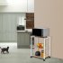  US Direct  60 40 73cm 3 Layers Movable Microwave Oven  Rack With 10 Hooks 4 Wheels X Reinforcement On The Back white