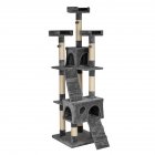 [US Direct] 66 Inch Sisal Cat  Climbing  Frame Cat Tree Tower Cat Toy Model Hb-16064 For Pet Cats gray