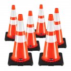  US Direct  6pcs set 28  PVC Traffic  Cone  36 5x36 5x70cm  Reflective Cone With Square Base Red black