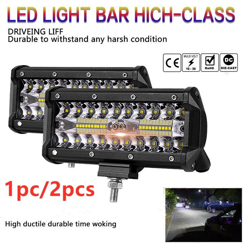 US 7 inch 400W LED Work Light Bar Flood Spot Beam Offroad 4WD SUV Driving Fog Lamp  black