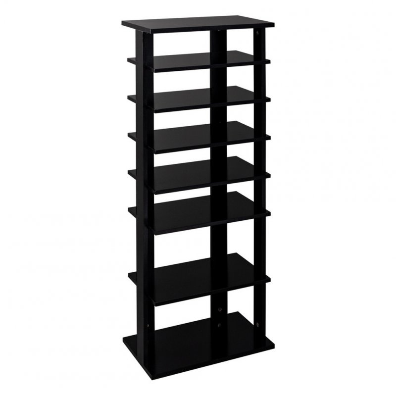 US 7-layer Wooden Shoe  Rack Storage Mount Household Furniture Room Organizer black