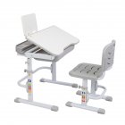 [US Direct] 70cm Kids Desk Chair Set Height Adjustable Children Study Desk With Tilt Desktop With Reading Frame Without Lamp gray
