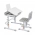 US Direct  70cm Kids Desk Chair Set Height Adjustable Children Study Desk With Tilt Desktop With Reading Frame Without Lamp gray