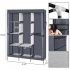  US Direct  71inch Portable Clothes Closet Home Wardrobe Clothes Storage Organizer With Shelves Brown