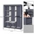  US Direct  71inch Portable Clothes  Closet Home Wardrobe Clothes Storage Organizer With Shelves gray