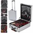  US Direct  799pcs Stable Trolley Case Tool Set Aluminum Alloy Essential Kit Home Tool Set With Storage Box silver