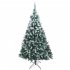 US Direct  7ft Snow Flocked Christmas Tree 870 Branches Holiday Decoration With Metal Stand green