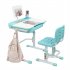  US Direct  80cm Lifting Desktop Can Tilt Children Learning Table Chair  with Reading Frame Without Lamp  blue green