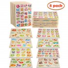 US YIWA 8pcs Children Wooden Peg Puzzles Board Toys
