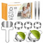 [US Direct] 8pcs/set Stainless Steel Dumpling Maker Mold Set Suitable For Pastry Filling Diy Handmadd Family Gathering Cooking Tool silver