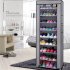 US Direct  9 Tiers Shoe  Rack With Dustproof Cover Closet Shoe Storage Cabinet Organizer gray