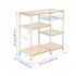  US Direct  90 40 84cm Floor standing 4 layer Microwave Oven  Rack With Pull out Basket X Cross Piece On The Back White maple