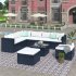  US Direct  9pcs set Outdoor Courtyard Seats  Set Corner Sofa Armless Sofa Coffee Table Ottomans  Black wicker  beige cushion 
