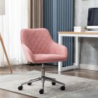 [US Direct] A&A Furniture Velvet Swivel Shell Chair for Study for Living Room, Modern Leisure Arm Task Chair ,Office Chair Pink