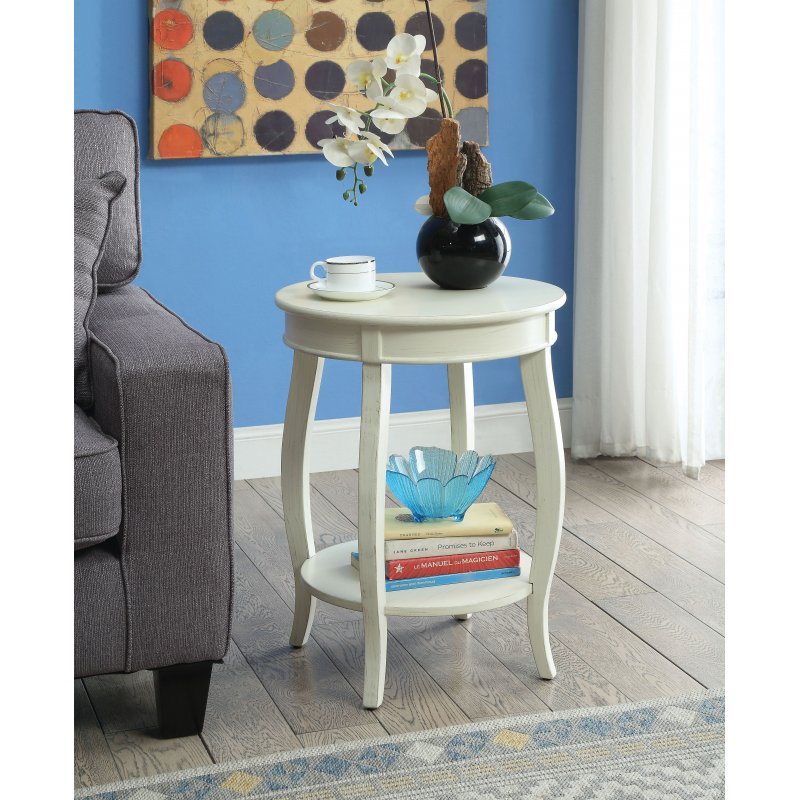 US ACME Aberta Side Table in Antique White 82785
