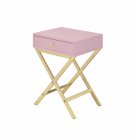 [US Direct] ACME Coleen Side Table, Pink & Gold 82698