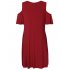  US Direct  AMZPLUS Women   s Casual Cut Out Cold Shoulder Tunic Dress with Hand Pockets Burgundy 3XL