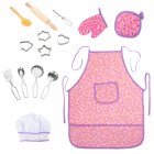 [US Direct] Acekid 15Pcs/Set Toddler Kids Chef Cooking Role Pretend Play Set with Apron Chef Hat