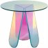  US Direct  Acrylic Iridescent Coffee Table Modern Round Glass End Table Side Table For Living Room Decoration small
