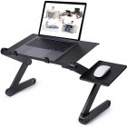 [US Direct] Adjustable Folding Laptop Desk Stand With Ventilation Holes Multi-functional Bookshelf Holder Writing Desk black
