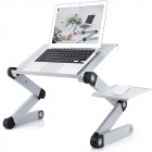 [US Direct] Adjustable Folding Laptop Desk Stand With Ventilation Holes Multi-functional Bookshelf Holder Writing Desk silver 1