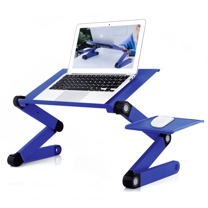 US Adjustable Folding Laptop Desk Stand With Ventilation Holes Multi-functional Bookshelf Holder Writing Desk blue 1