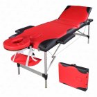 [US Direct] Aluminum Tube Folding Spa Body Beauty Bed Portable Massage Table Bed Red and black