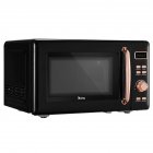 [US Direct] B20uxp52 120v 700w 20l/0.7cu.ft Retro Microwave  Oven With Golden Handle Cold Rolled Plate Display Screen black
