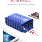 [US Direct] BESTEK 500W Power Inverter DC 12V to 110V AC Converter with 4.8A Dual USB Car Charger ETL Listed (Blue) 25*15*7