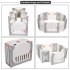  US Direct  Baby Safety Fence Bear pattern Gray And White Foldable Baby Care Playpen gray