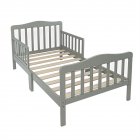 US Baby Toddler Wooden Bed Children with Safety Guardrails Grey