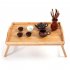 US Direct  Bamboo Tea  Table Bed Tray With Folding Legs For Serving Breakfast Laptop Computer Tray Snack Tray Wood color